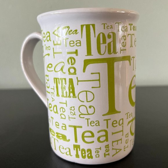 Pair of GIBSON  TEA & COFFEE Ceramic Mugs with Word Cloud Collage Patterns - Picture 5 of 13